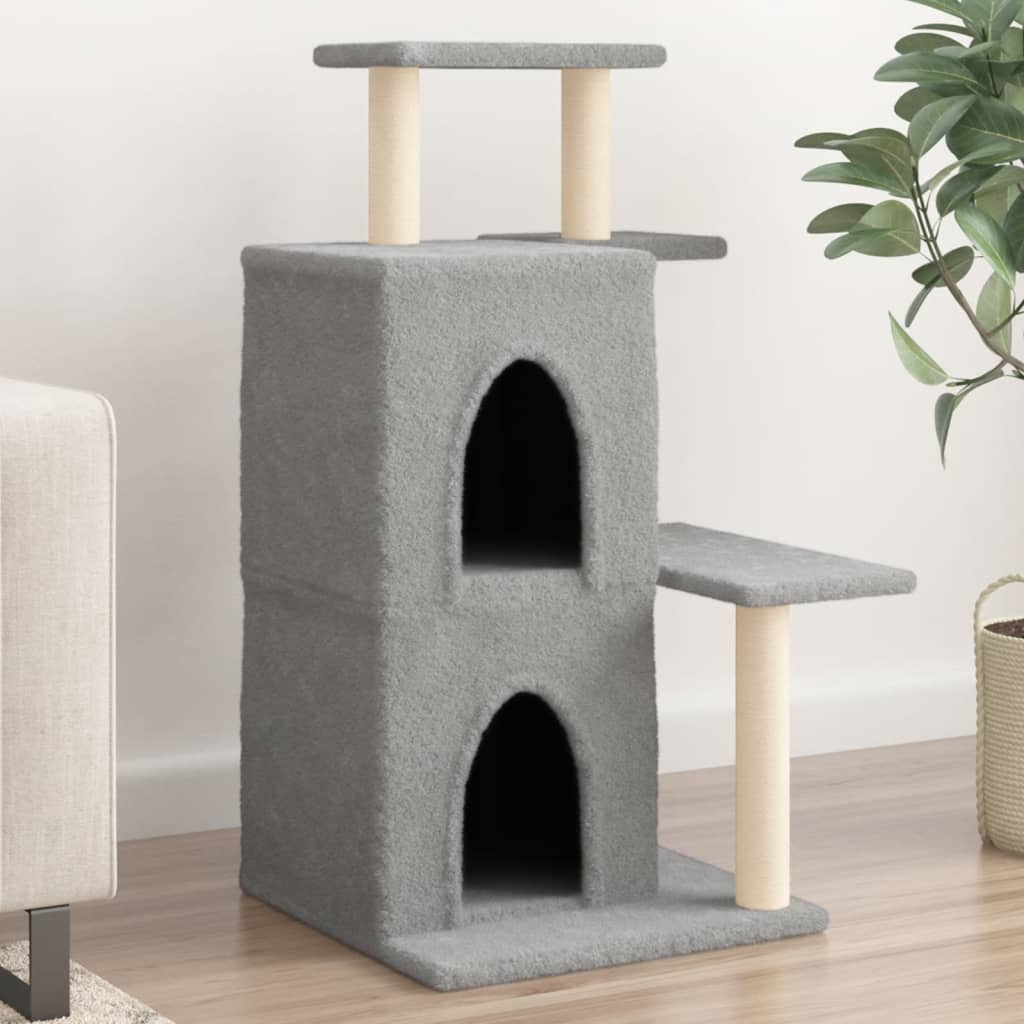 vidaXL Cat Tree with Sisal Scratching Posts Light Grey 97 cm 1