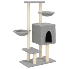 vidaXL Cat Tree with Sisal Scratching Posts Light Grey 117 cm 2