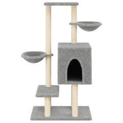vidaXL Cat Tree with Sisal Scratching Posts Light Grey 117 cm 4