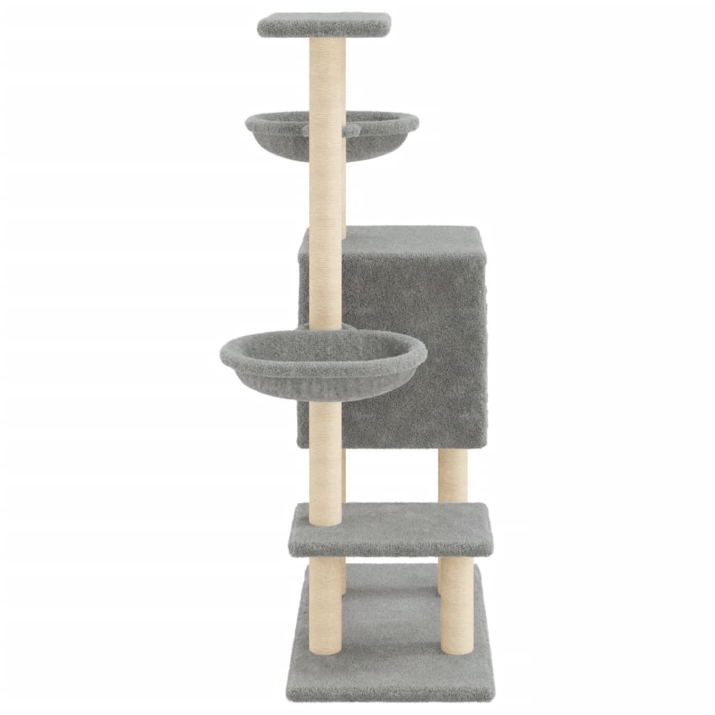 vidaXL Cat Tree with Sisal Scratching Posts Light Grey 117 cm 5