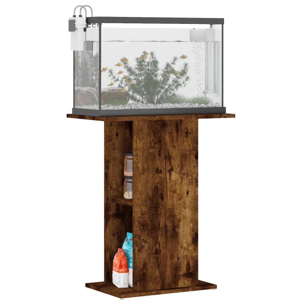 vidaXL Aquarium Stand Smoked Oak 60.5x36x72.5 cm Engineered Wood 3