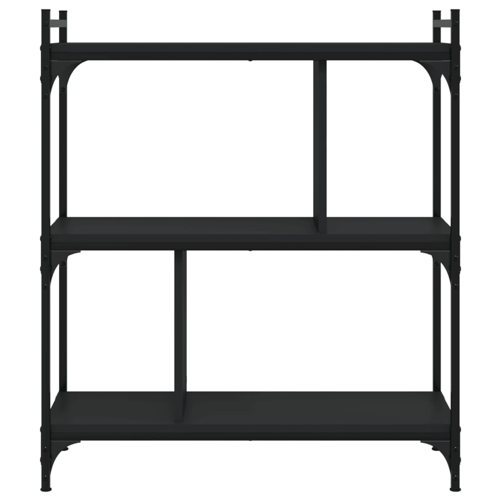 vidaXL Bookcase 3-Tier Black 76x32x88 cm Engineered Wood 3