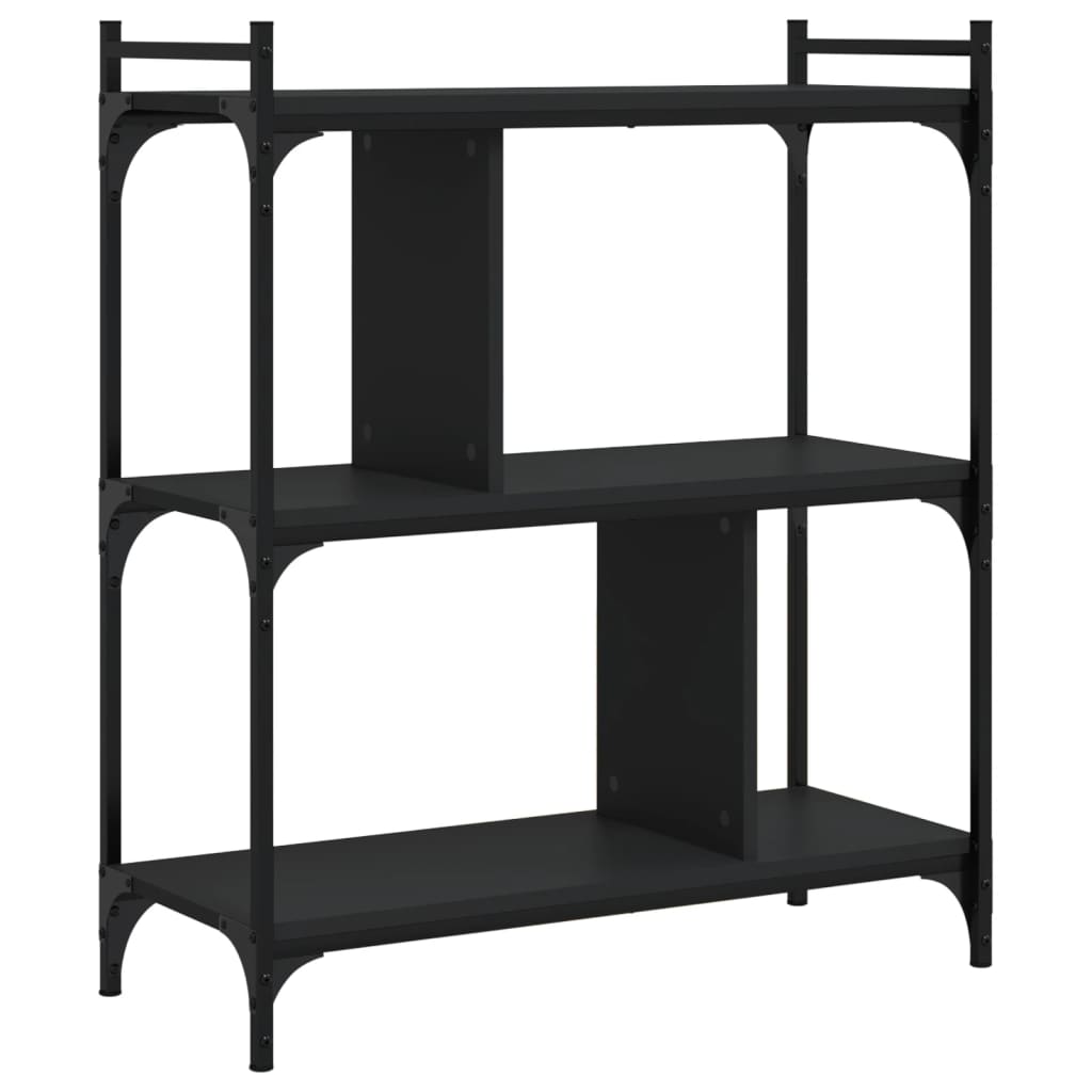 vidaXL Bookcase 3-Tier Black 76x32x88 cm Engineered Wood 4