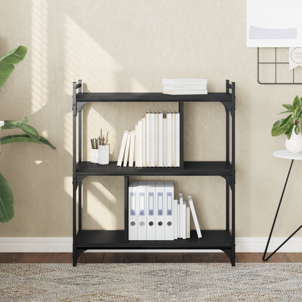 vidaXL Bookcase 3-Tier Black 76x32x88 cm Engineered Wood 1