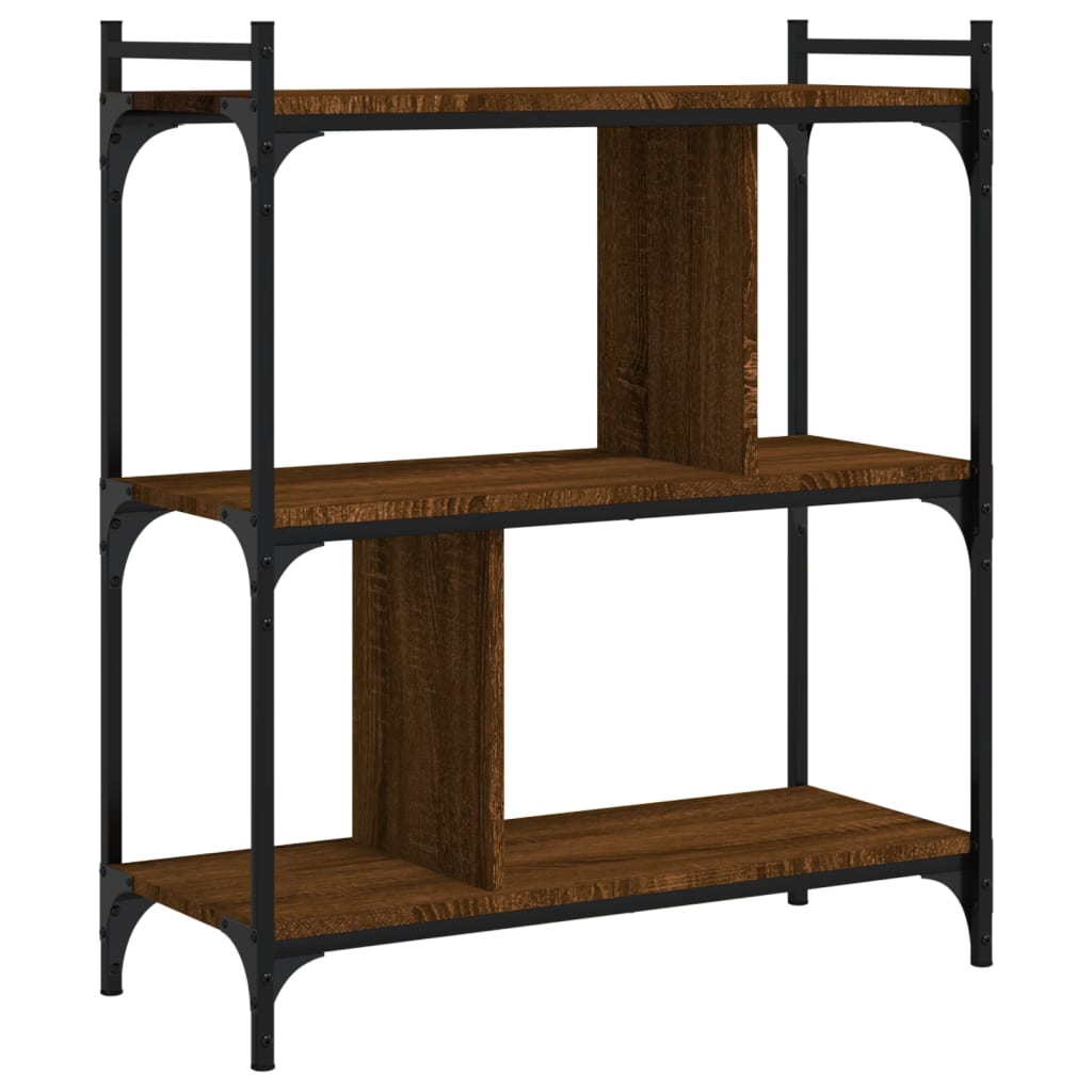 vidaXL Bookcase 3-Tier Brown Oak 76x32x88 cm Engineered Wood 2