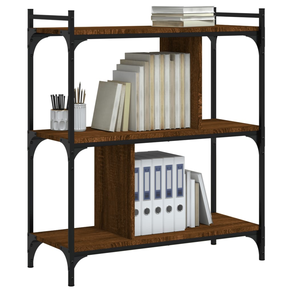 vidaXL Bookcase 3-Tier Brown Oak 76x32x88 cm Engineered Wood 6