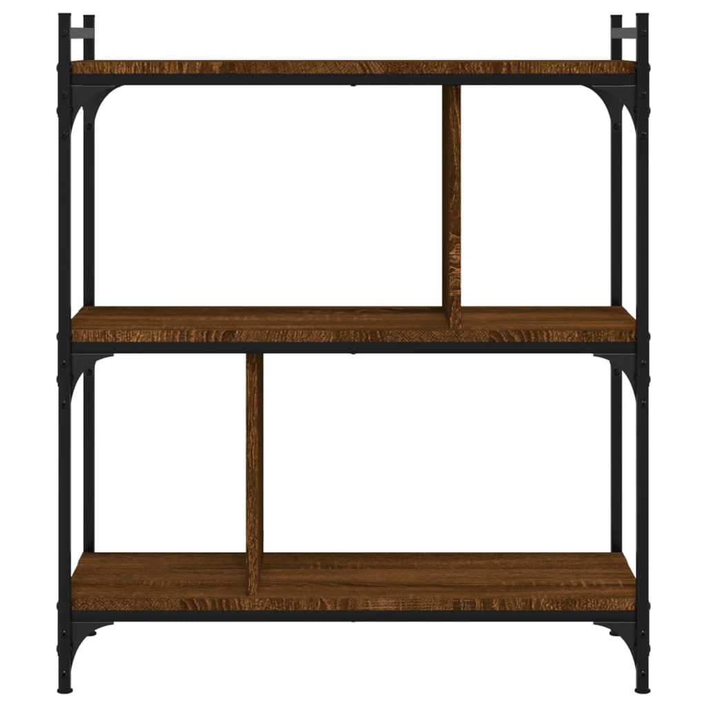 vidaXL Bookcase 3-Tier Brown Oak 76x32x88 cm Engineered Wood 3