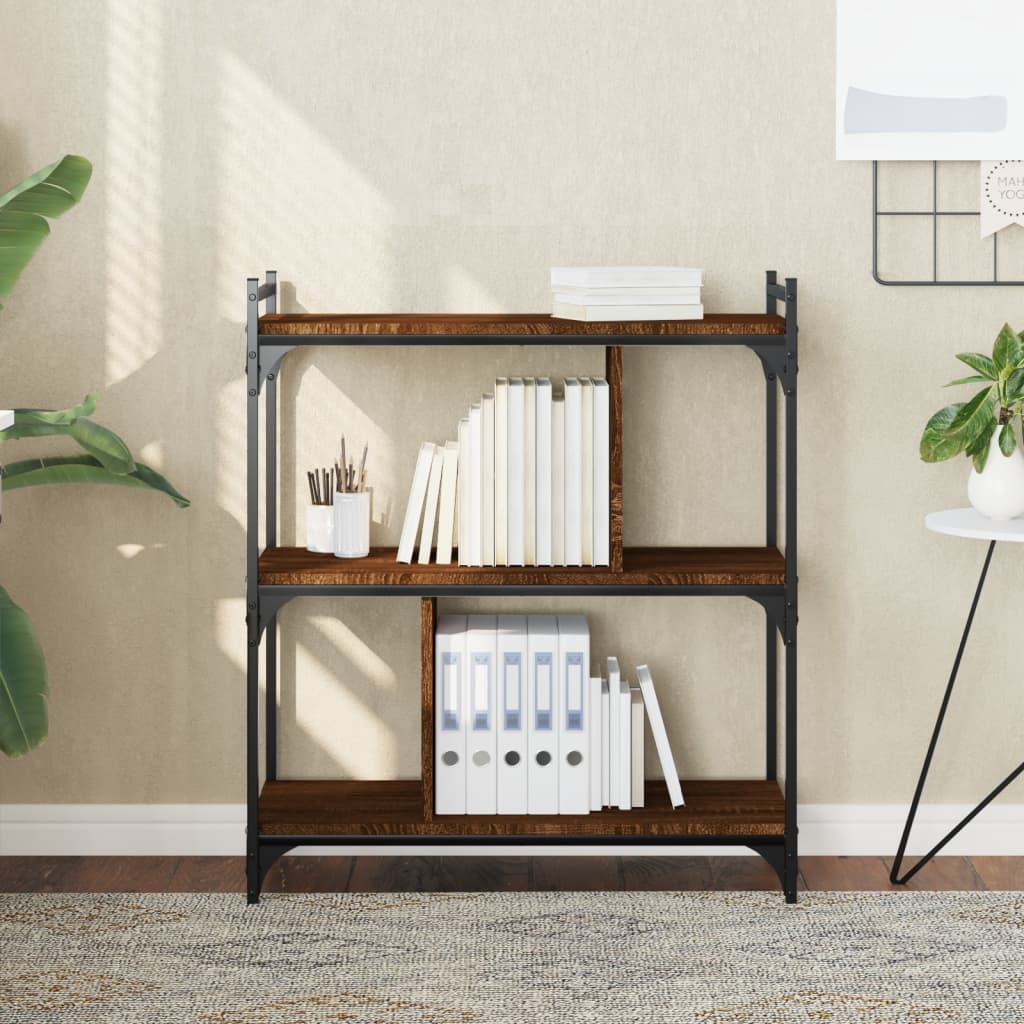 vidaXL Bookcase 3-Tier Brown Oak 76x32x88 cm Engineered Wood 1