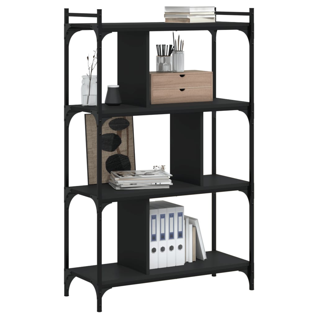 Bookcase 4-Tier 76x32x123 cm Engineered Wood Black