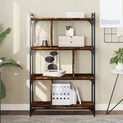 Bookcase 4-Tier 76x32x123 cm Engineered Wood Smoked oak