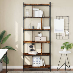 Bookcase 5-Tier 76 x 32 x Engineered Wood Height 192 cm Smoked oak