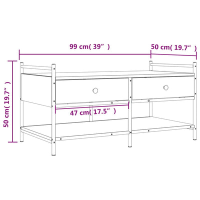 Coffee Table Grey Sonoma 99x50x50 cm Engineered Wood