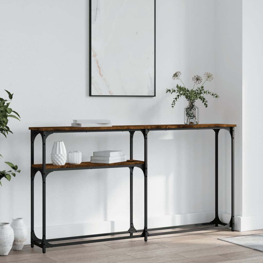 vidaXL Console Table Smoked Oak 145x22,5x75 cm Engineered Wood 1