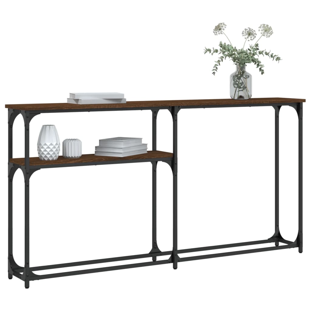 vidaXL Console Table Brown Oak 145x22,5x75 cm Engineered Wood 6