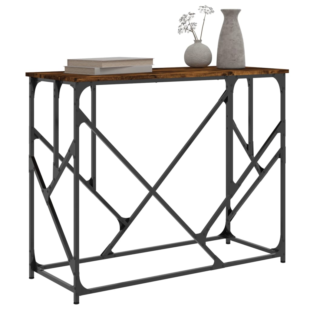 vidaXL Console Table Smoked Oak 100x40x80 cm Engineered Wood 3
