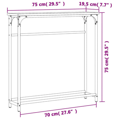 Console Table Black 75x19.5x75 cm Engineered Wood