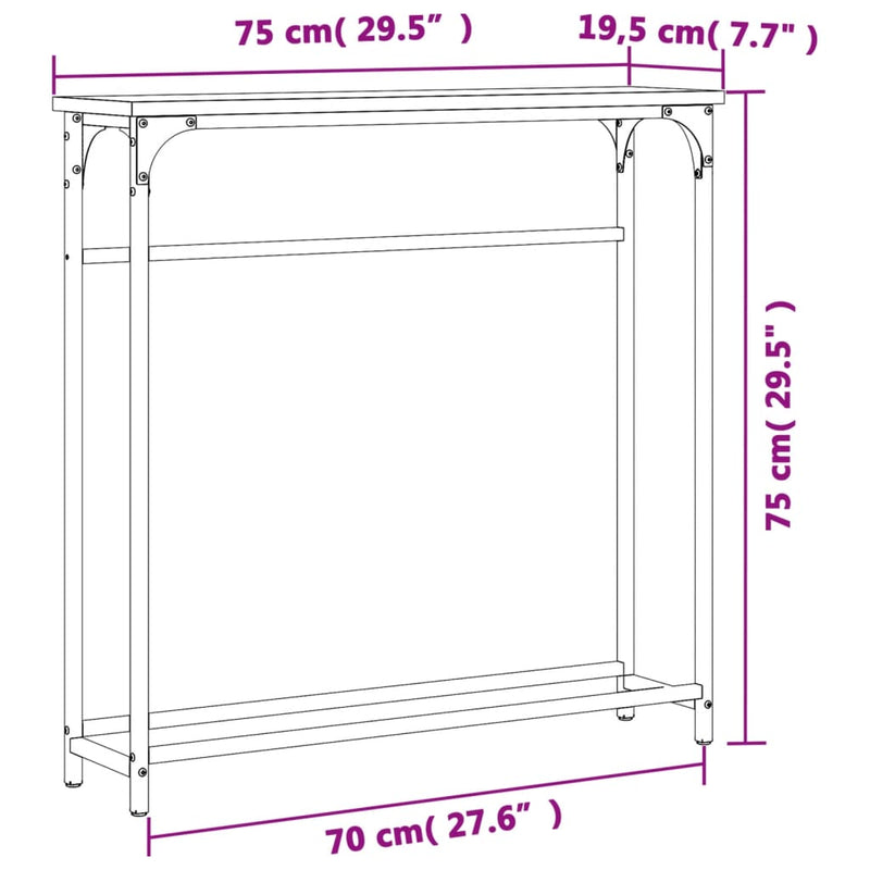 Console Table Grey Sonoma 75x19.5x75 cm Engineered Wood