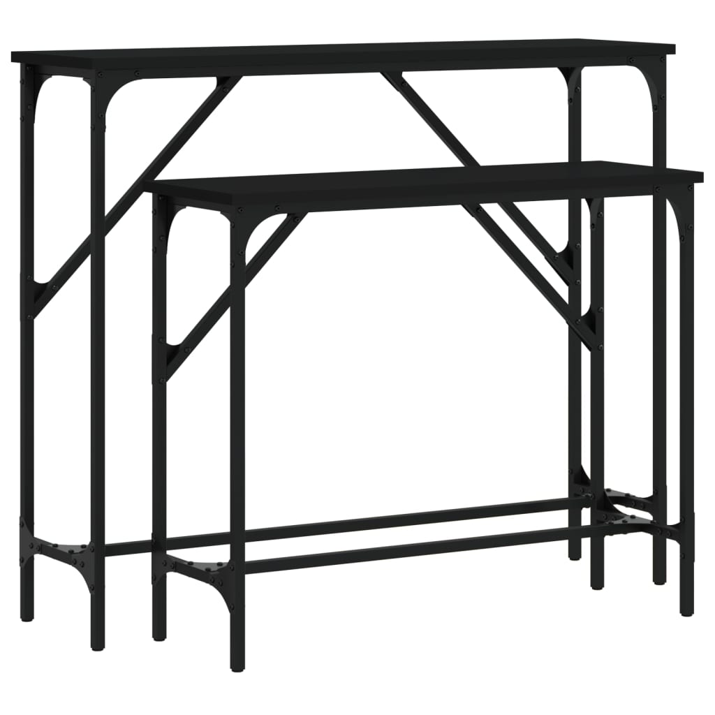 vidaXL Console Tables 2 pcs Black Engineered Wood 2