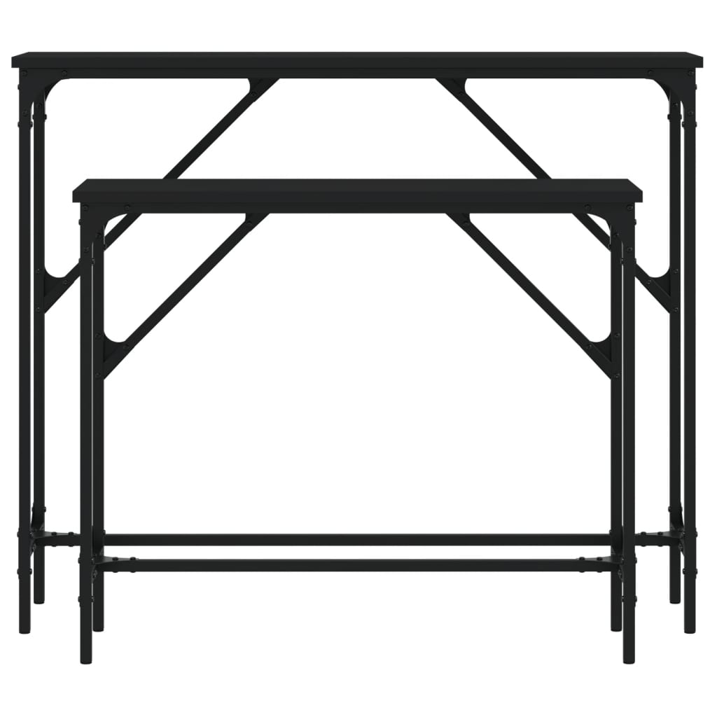 vidaXL Console Tables 2 pcs Black Engineered Wood 4