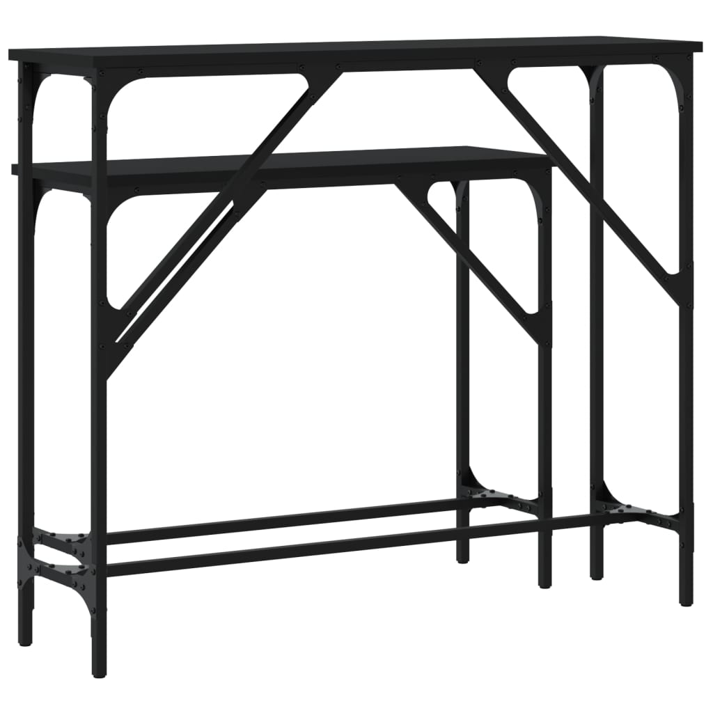 vidaXL Console Tables 2 pcs Black Engineered Wood 6
