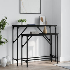 vidaXL Console Tables 2 pcs Black Engineered Wood 1