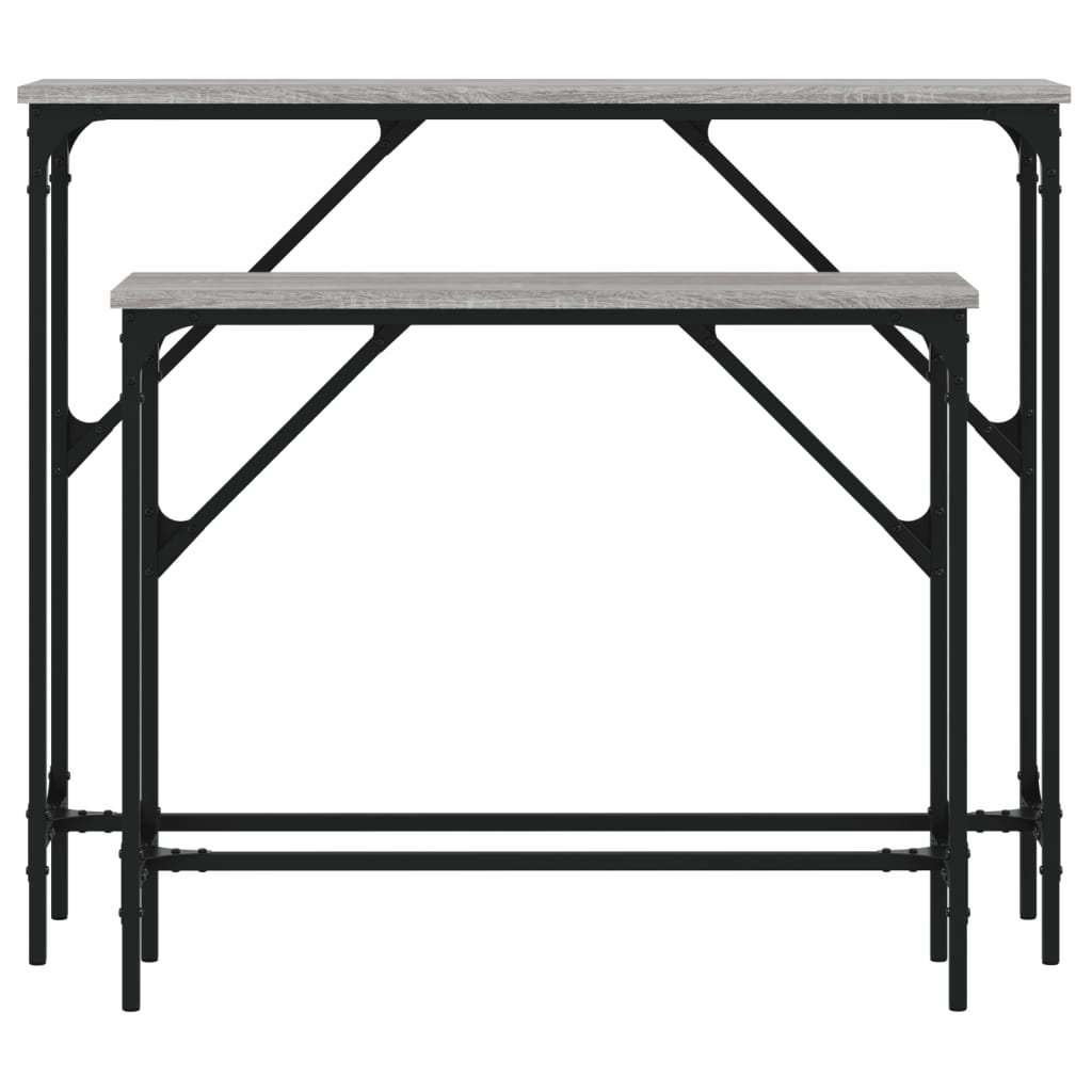 vidaXL Console Tables 2 pcs Grey Sonoma Engineered Wood 4