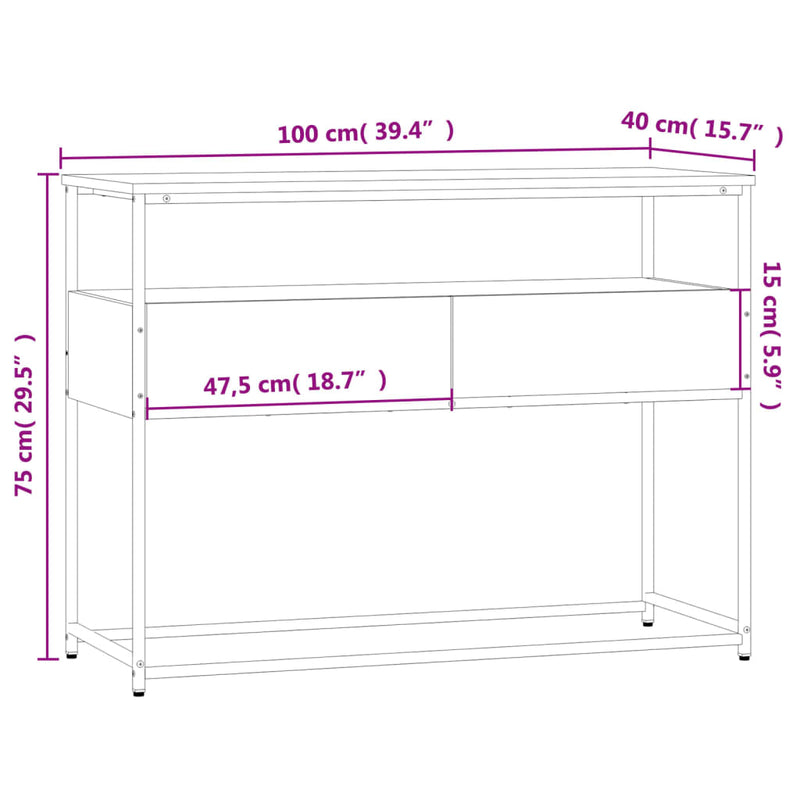 Console Table Black 100x40x75 cm Engineered Wood