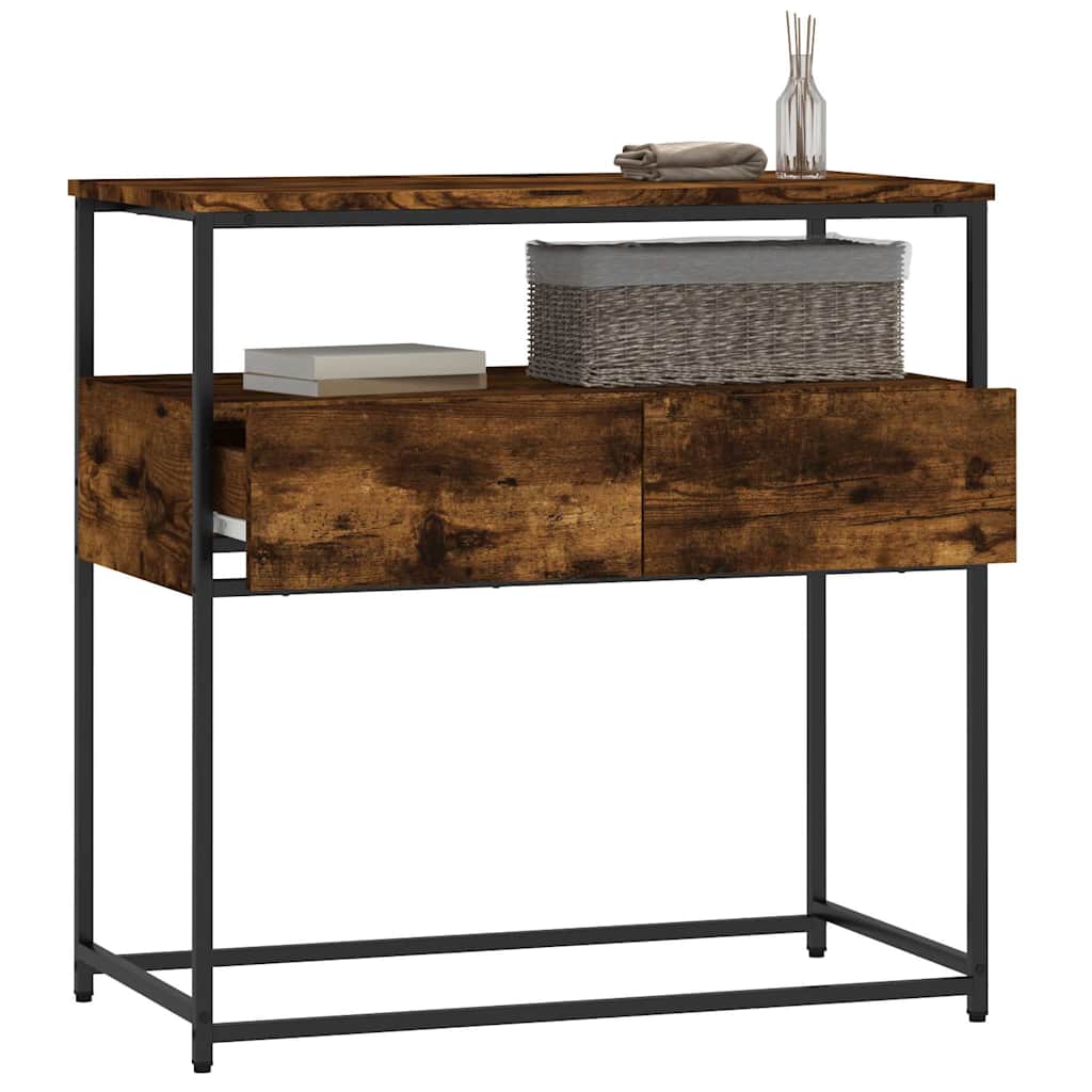 vidaXL Console Table Smoked Oak 75x40x75 cm Engineered Wood 4