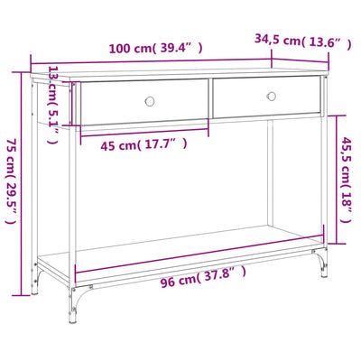 Console Table Sonoma Oak 100x34.5x75 cm Engineered Wood