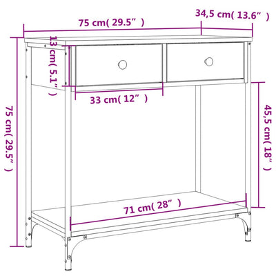 Console Table Sonoma Oak 75x34.5x75 cm Engineered Wood