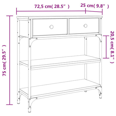 Console Table Black 72.5x25x75 cm Engineered Wood