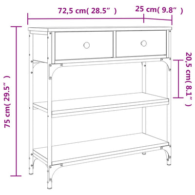 Console Table Sonoma Oak 72.5x25x75 cm Engineered Wood