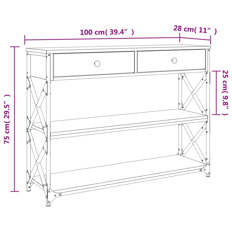 Console Table Sonoma Oak 100x28x75 cm Engineered Wood