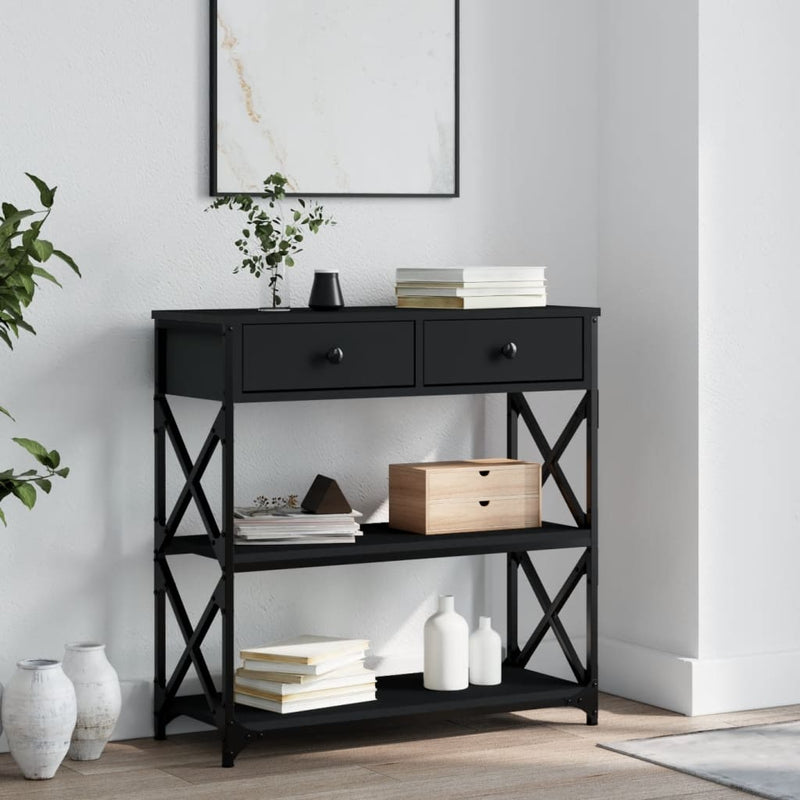 Console Table Black 75x28x75 cm Engineered Wood