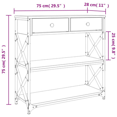 Console Table Grey Sonoma 75x28x75 cm Engineered Wood