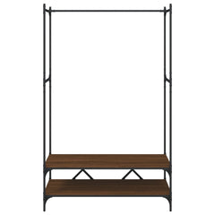 vidaXL Clothes Rack with Shelves Brown Oak Engineered Wood 4