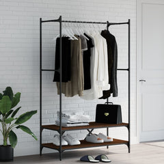vidaXL Clothes Rack with Shelves Brown Oak Engineered Wood 1