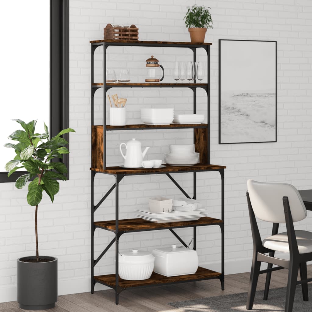 vidaXL Baker's Rack 6-Tier Smoked Oak 90x40x180 cm Engineered Wood 1