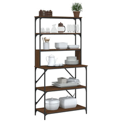 vidaXL Baker's Rack 6-Tier Brown Oak 90x40x180 cm Engineered Wood 3