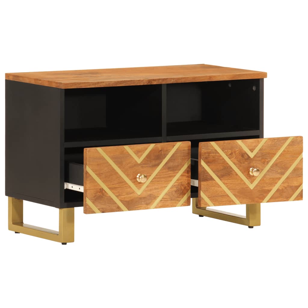 vidaXL TV Cabinet Brown and Black 70x33.5x46 cm Solid Wood Mango 3