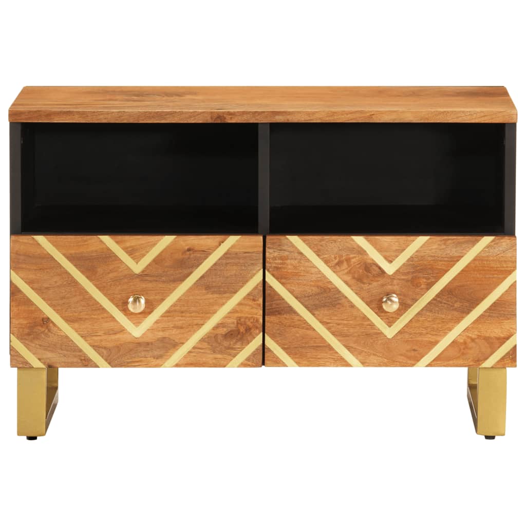 vidaXL TV Cabinet Brown and Black 70x33.5x46 cm Solid Wood Mango 4