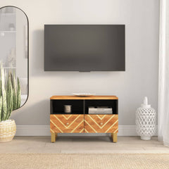 vidaXL TV Cabinet Brown and Black 70x33.5x46 cm Solid Wood Mango 1