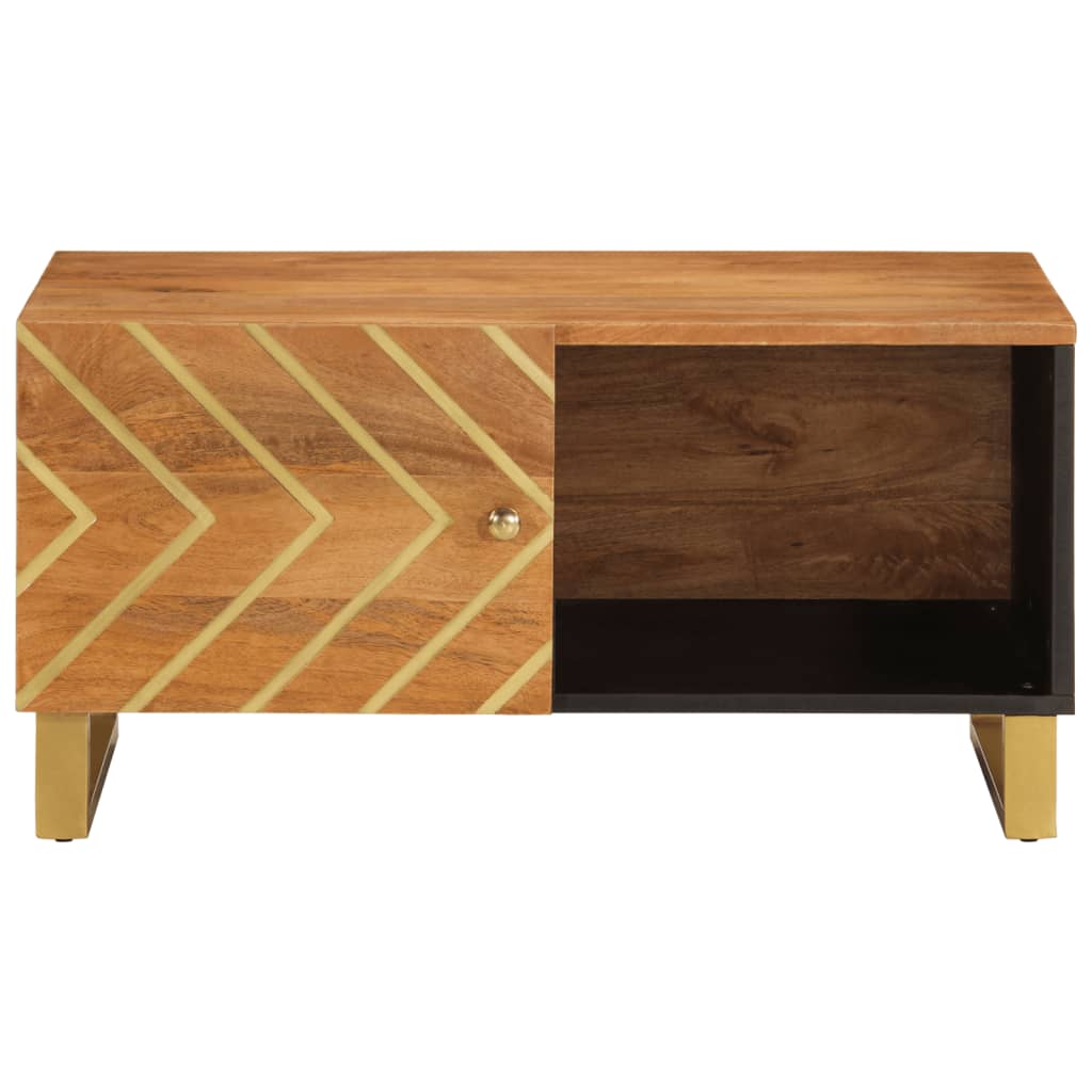 vidaXL Coffee Table Brown and Black 80x50x40 cm Solid Wood Mango 4