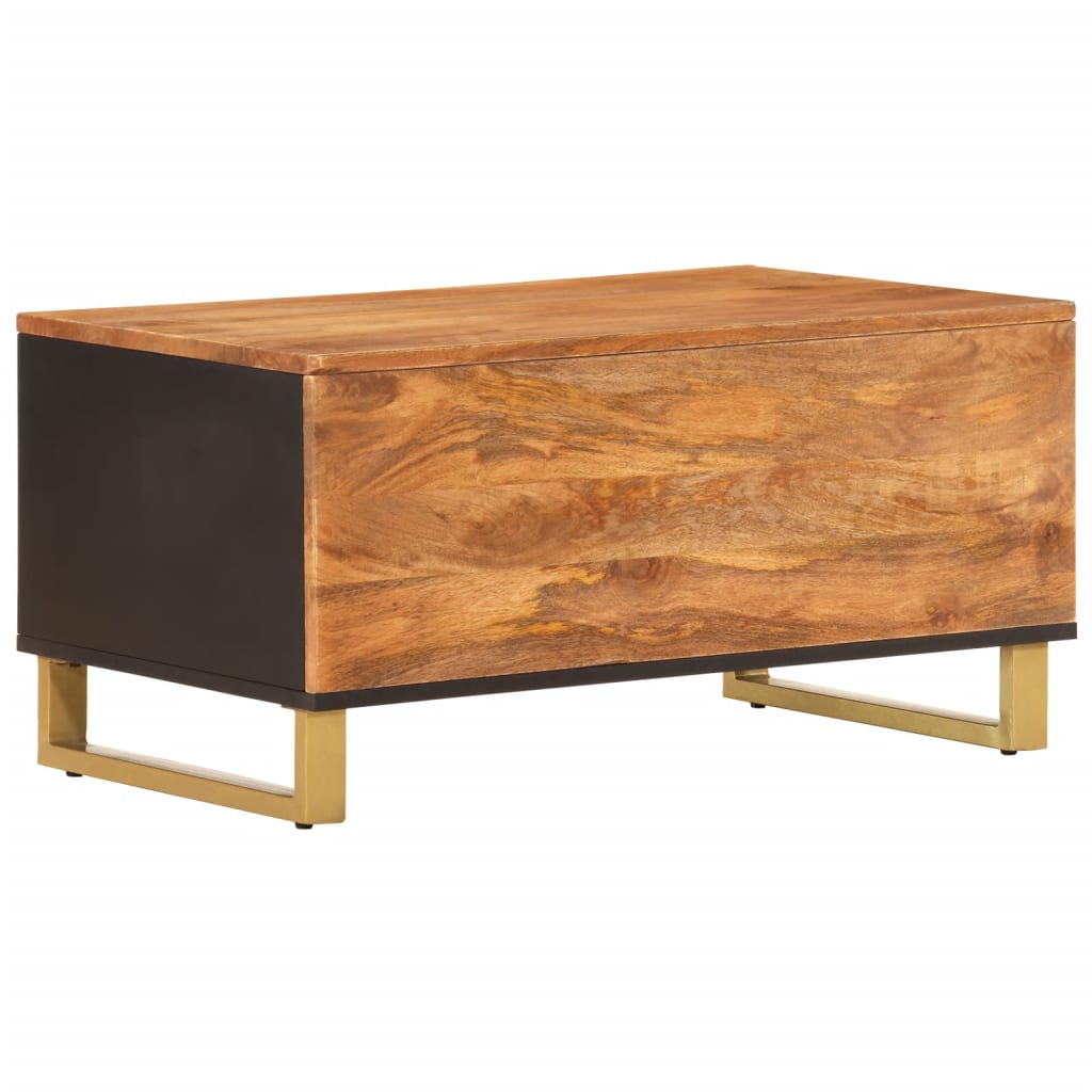vidaXL Coffee Table Brown and Black 80x50x40 cm Solid Wood Mango 6