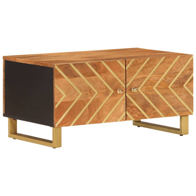 Coffee Table Brown and Black 80x50x40 cm Solid Wood Mango