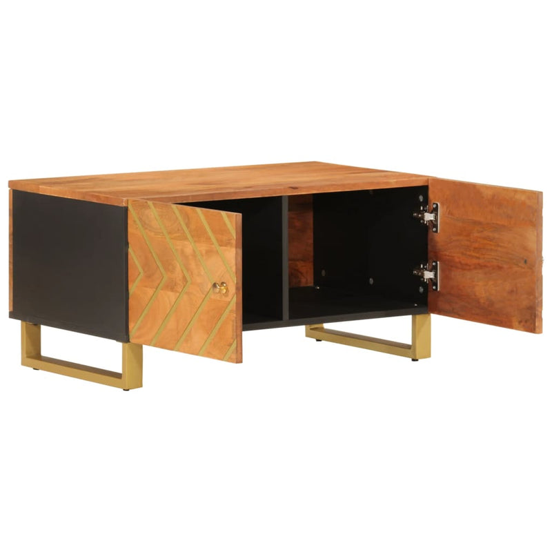 Coffee Table Brown and Black 80x50x40 cm Solid Wood Mango