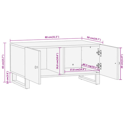 Coffee Table Brown and Black 80x50x40 cm Solid Wood Mango