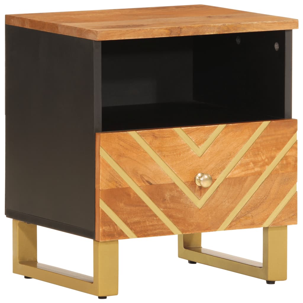 vidaXL Bedside Cabinet Brown and Black Solid Wood Mango 2