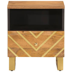 vidaXL Bedside Cabinet Brown and Black Solid Wood Mango 4
