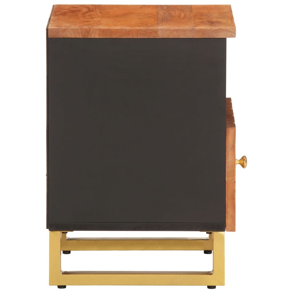 vidaXL Bedside Cabinet Brown and Black Solid Wood Mango 5